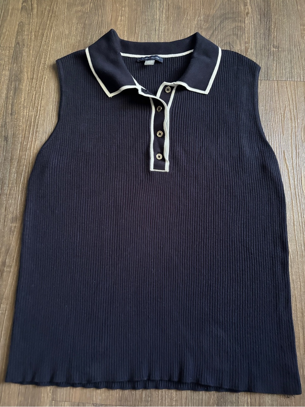 Tommy Hilfiger navy and white ribbed tank size L
